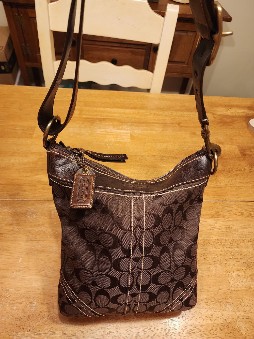 2006 Y2K vintage Coach Signature Jacquard Convertible Duffle Crossbody Bag